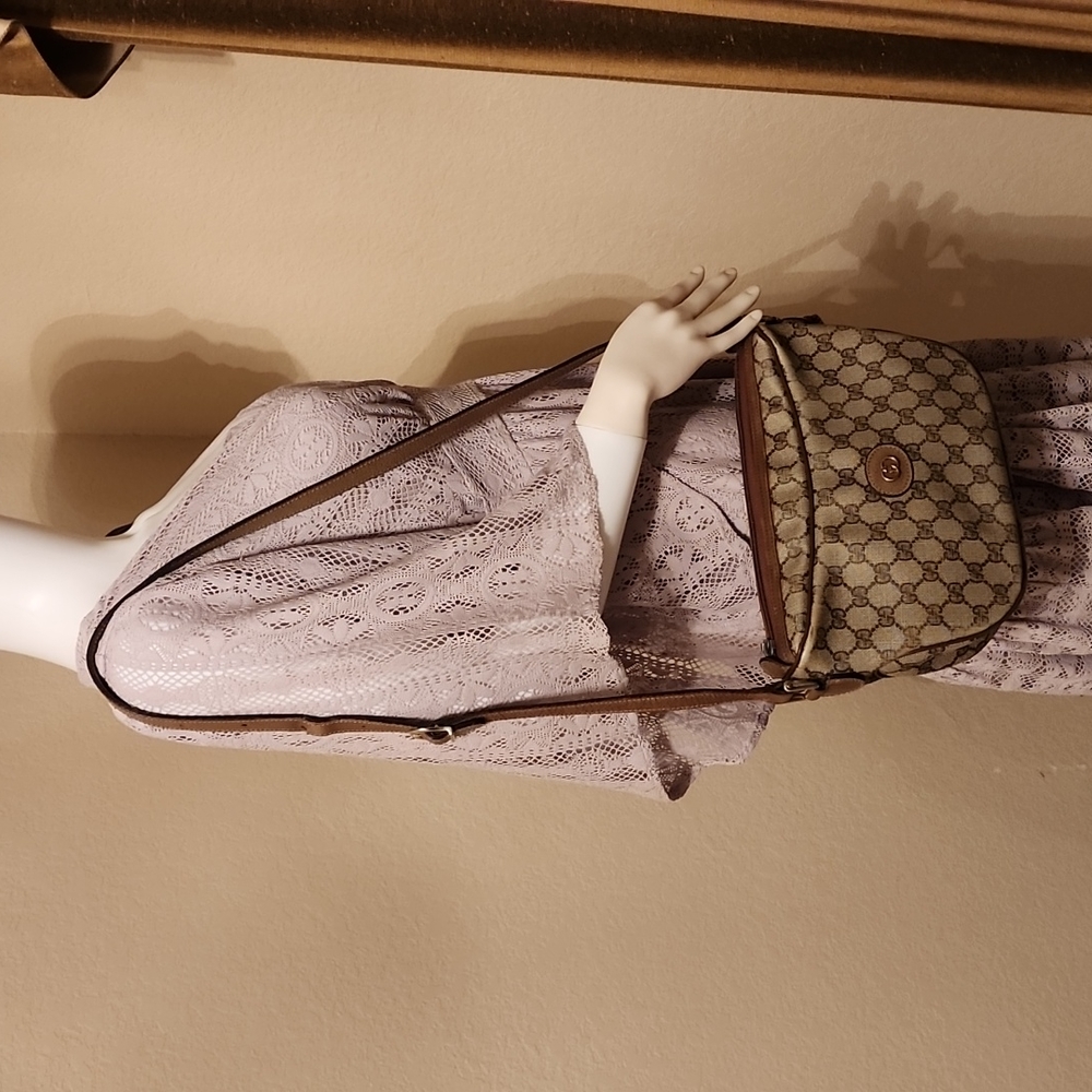 Gucci Beige Brown Monogram Crossbody Shoulder Bag